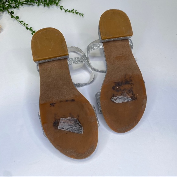 Stuart Weitzman Penelope Quarter Silver Sparkle Sandals Open Toe Fancy Size 1M - Picture 5 of 11